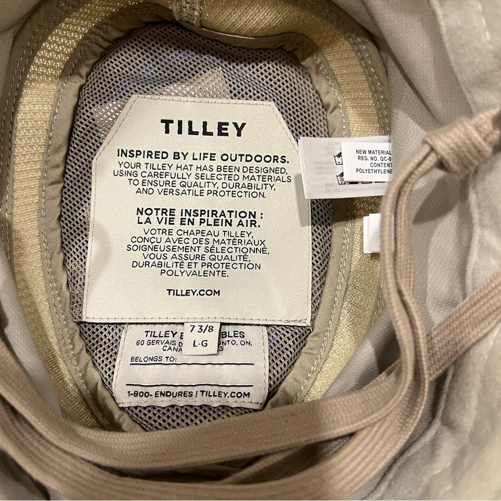 TILLEY MODEL T4MO-1 AIRFLO HIKERS HAT -  BEIGE-GREY - SIZE 7 3/8 - Picture 7 of 11